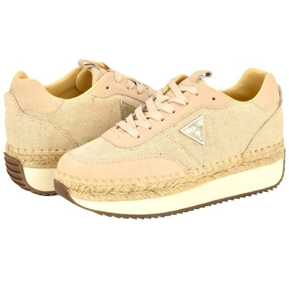 GUESS Stefen Espadrille Platform Nude Neutral Sneakers size 8 NIB - Picture 1 of 10